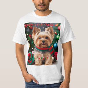 Camiseta O Primeiro Natal do Yorkie!