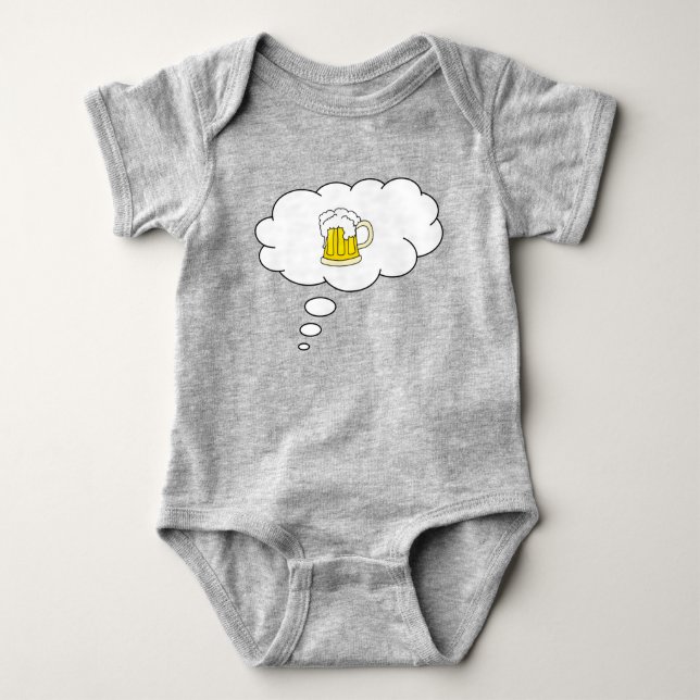 Camiseta O Primeiro Sonho de Cerveja do Bebê Engraçado (Frente)