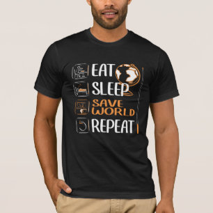 Camiseta O professor salva o mundo. Escola, Lição, Ensino
