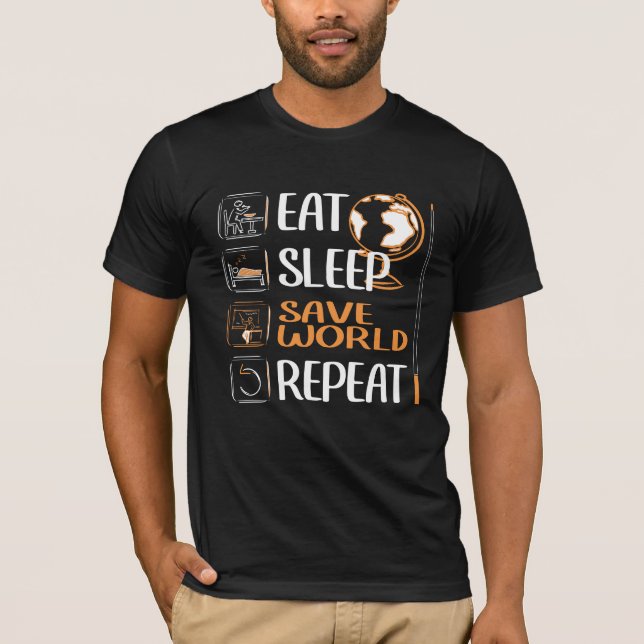 Camiseta O professor salva o mundo. Escola, Lição, Ensino (Frente)