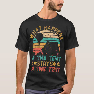 Camiseta O Que Acontece Fica Na Tent Vintage Sun Engraçado