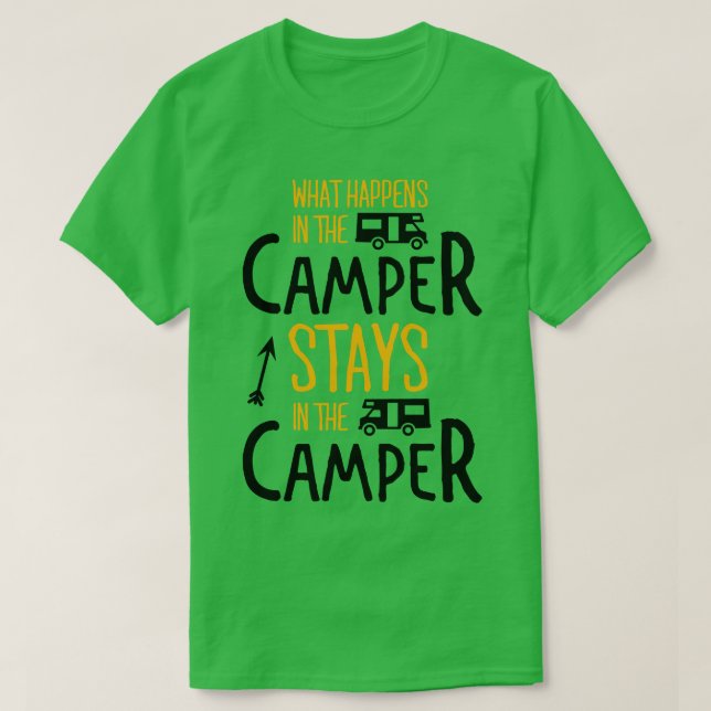 CAMISETA O QUE ACONTECE NA CAMPER 1 (Frente do Design)