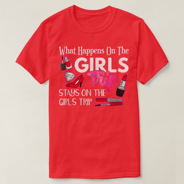 Camiseta O que acontece na viagem das meninas fica na despe (Frente do Design)