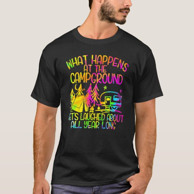 Camiseta O Que Acontece No Camping É Rido  (Frente)