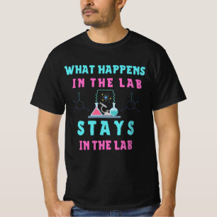 Camiseta O que acontece no laboratório fica no laboratório-