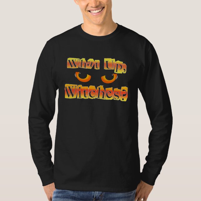 Camiseta O Que Bruxas  Olhos Assustadores de Halloween (Frente)