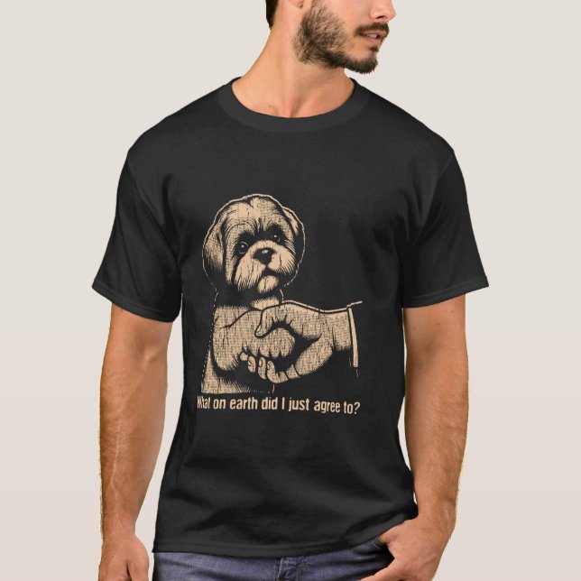 Camiseta O Que Diabo Eu Acabei de Concordar Com Expressão E (Frente)