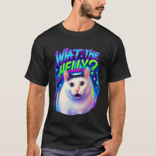 Camiseta O Que Diabos O Gato Meme Irônico Citação Gerador d