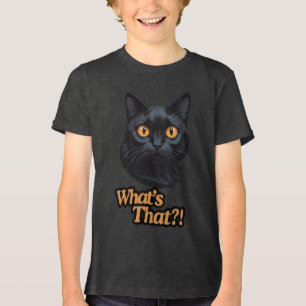 Camiseta O que é isso? Gato Preto Surpreendido com Olhos La