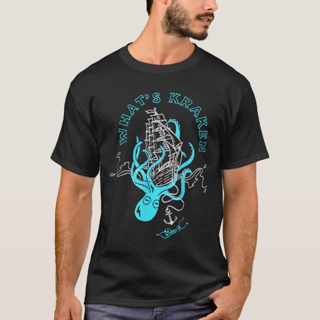 Camiseta O que é Kraken Polvo Engraçado Monstro Marinho Grá (Frente)