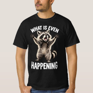 Camiseta O que é Meme Engraçado do Guaxinim Acontecendo Mes