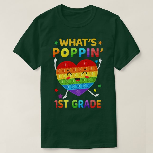 Camiseta O que é Poppin 1rua de volta à Pop escolar? (Frente do Design)
