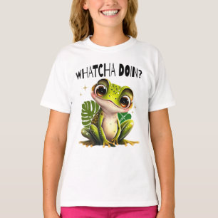 Camiseta O que está fazendo? Engraçado Sapo curioso