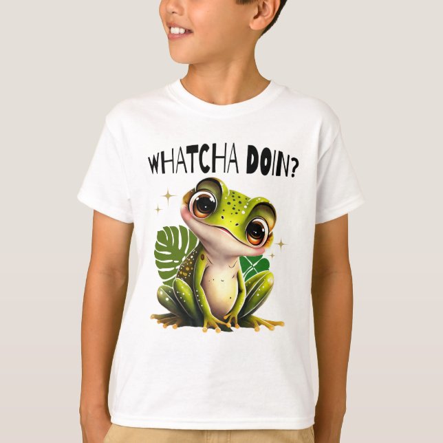 Camiseta O que está fazendo? Engraçado Sapo curioso (Frente)