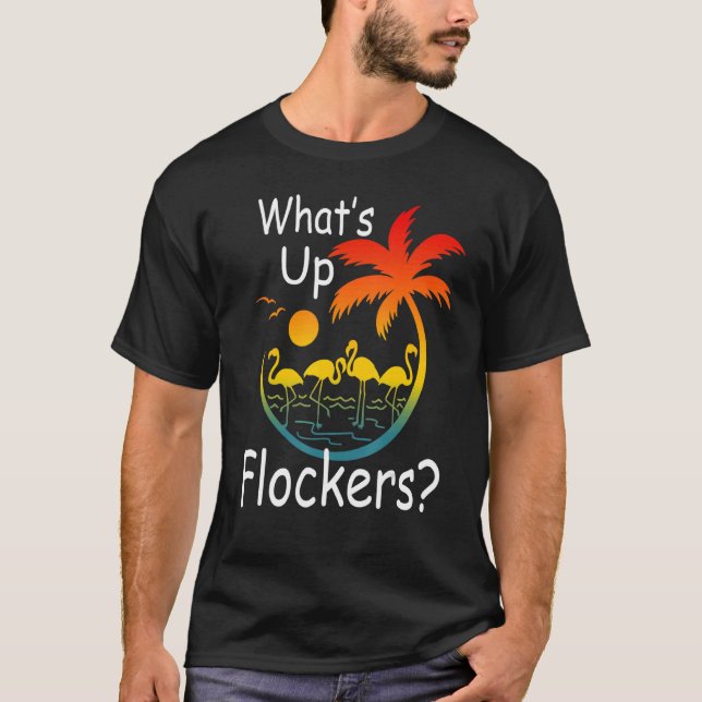 Camiseta O que há de errado com Flamingo Retro Sunset M (Frente)