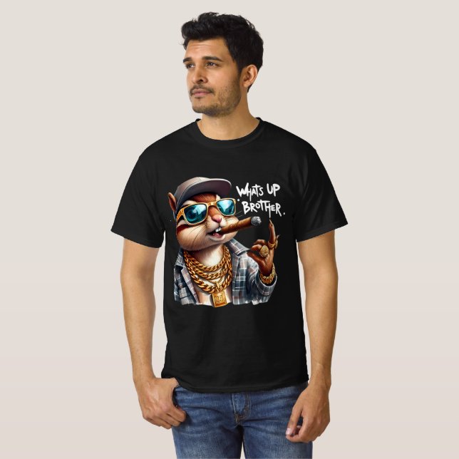 Camiseta o que há, irmão Squirrel Smoking Cigar? (Frente Completa)