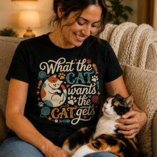 Camiseta O Que o Gato Quer o Gato Consegue Gato Divertido A