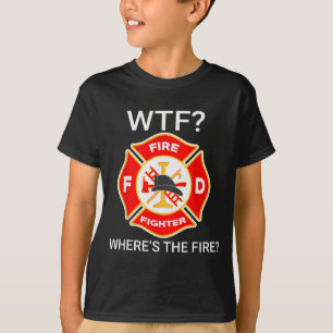 Camiseta O Que Onde Está o Fogo Piadas Divertidas de Bombei