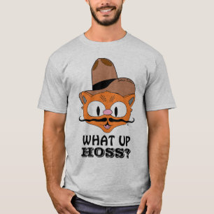 Camiseta O que tá rolando, Hoss? Gato Bigode Cartoon Señor