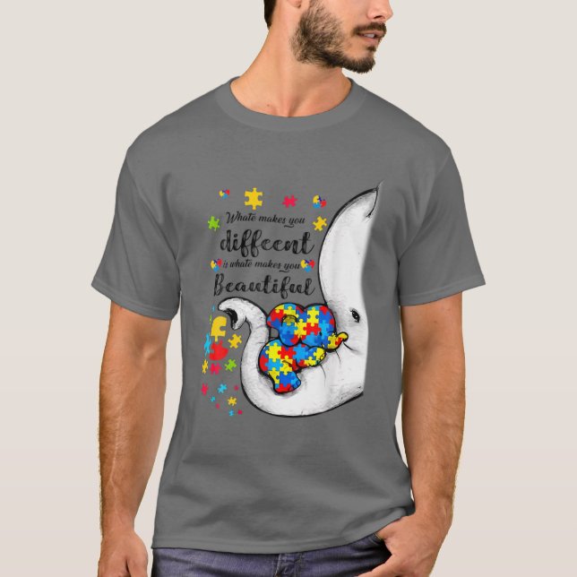 Camiseta O Que Te Faz Diferente Elefante Mãe Autismo Crianç (Frente)