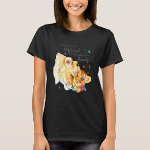 Camiseta O Que Te Torna Diferente Mãe Leão Autismo Filho Co