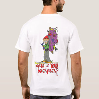 Camiseta o que tem na sua mochila