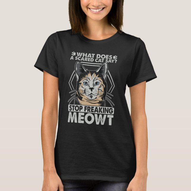 Camiseta O Que Um Gato Assustado Diz 2 (Frente)