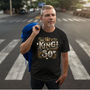 Camiseta O Rei É O Design de Tipografia Retrópica De 50 Gla