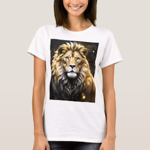 Camiseta O Rei: Leão Macho Majestoso Dourado E Cinza,