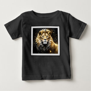 Camiseta O Rei: Leão Masculino Majestoso Dourado E Cinza,