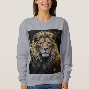 Camiseta O Rei: Leão Masculino Majestoso Dourado E Cinza,