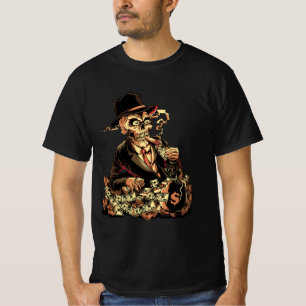 Camiseta O Rich Skeleton - Riqueza do Halloween e Greve
