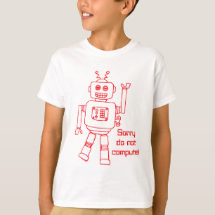 Camiseta O robô não computa! o divertimento vermelho caç