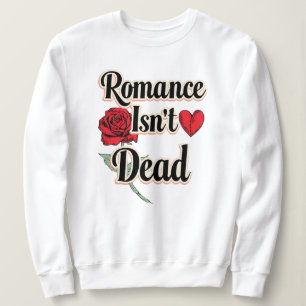 Camiseta "O Romance Não Está Morto" com Rosa Vermelha e Cor