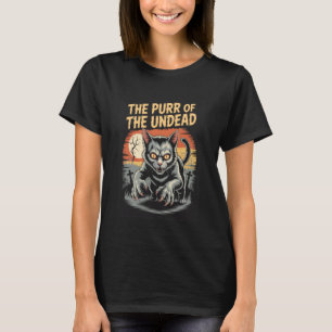 Camiseta O Ronronar do Gato Zumbi Morto-Vivo de Halloween H