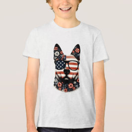 Camiseta O Rosto de um Husky com um Padrão Floral