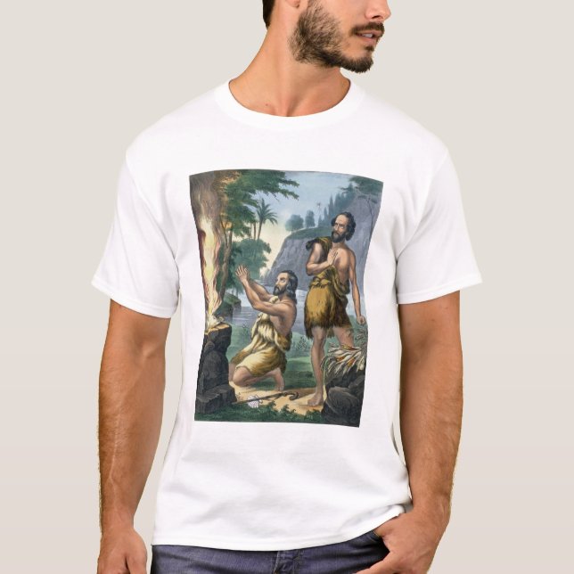 Camiseta O sacrifício de Cain e de Abel, de um impressão da (Frente)