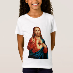 Camiseta O Sagrado Coração de Jesus Retrato de Arte Fina