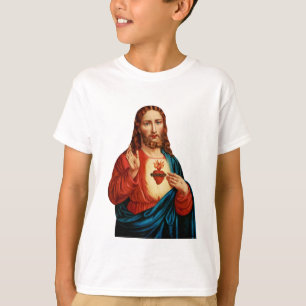 Camiseta O Sagrado Coração de Jesus Retrato de Arte Fina