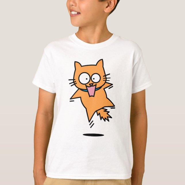 Camiseta O salto alaranjado Scared do gato malhado do gato (Frente)
