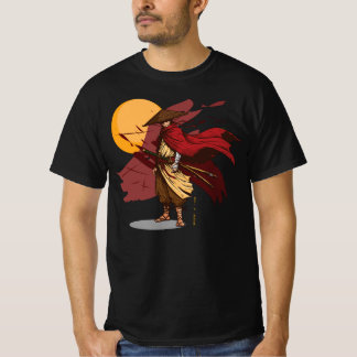 Camiseta O samurai está posicionado numa posição dinâmica