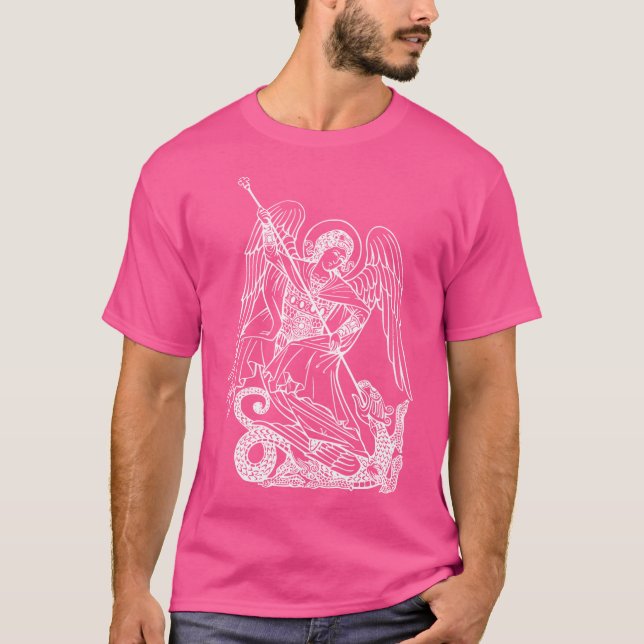 Camiseta O santo Michael Archangel E O Dragão (Frente)