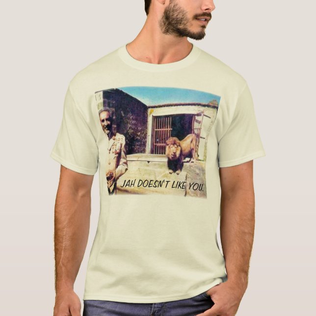 Camiseta o selassie-leão, JAH NÃO GOSTA DE VOCÊ (Frente)