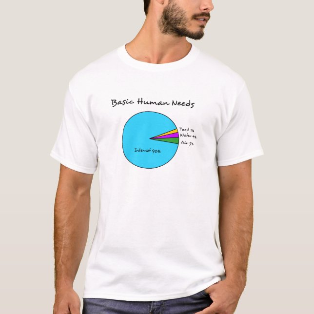 Camiseta O ser humano básico engraçado precisa (o Internet (Frente)