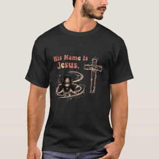 Camiseta "O Seu Nome é Jesus" Tipografia Cristã Vintage