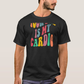 Camiseta O seu pai é o meu retro cardio na parte traseira d