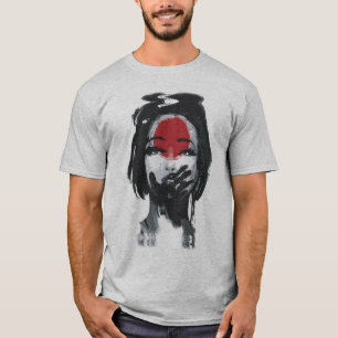 Camiseta O Silêncio da Geisha: Arte em Tinta Vermelha e Pre