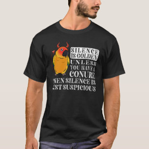 Camiseta O Silêncio É O Ouro, O Papagaio, O Sol Conure