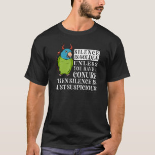 Camiseta O Silêncio É Ouro Papagaio I Azul coroado Conure
