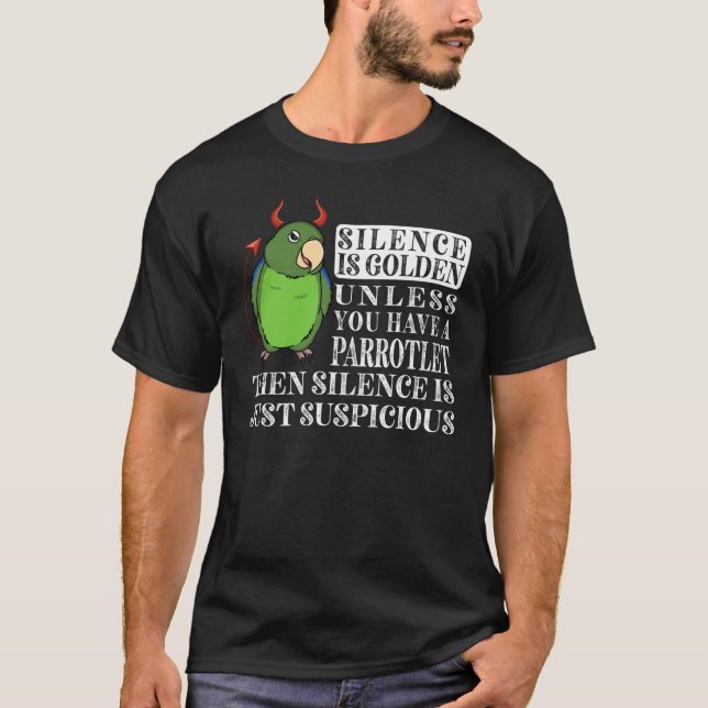 Camiseta O Silêncio É Ouro Papagaio I Verde (Frente)